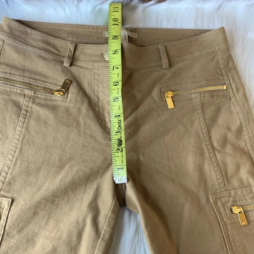 Michael Kors Soft Brushed Ankle Skinny Zipper Cargo Pants In Fawn Size 2